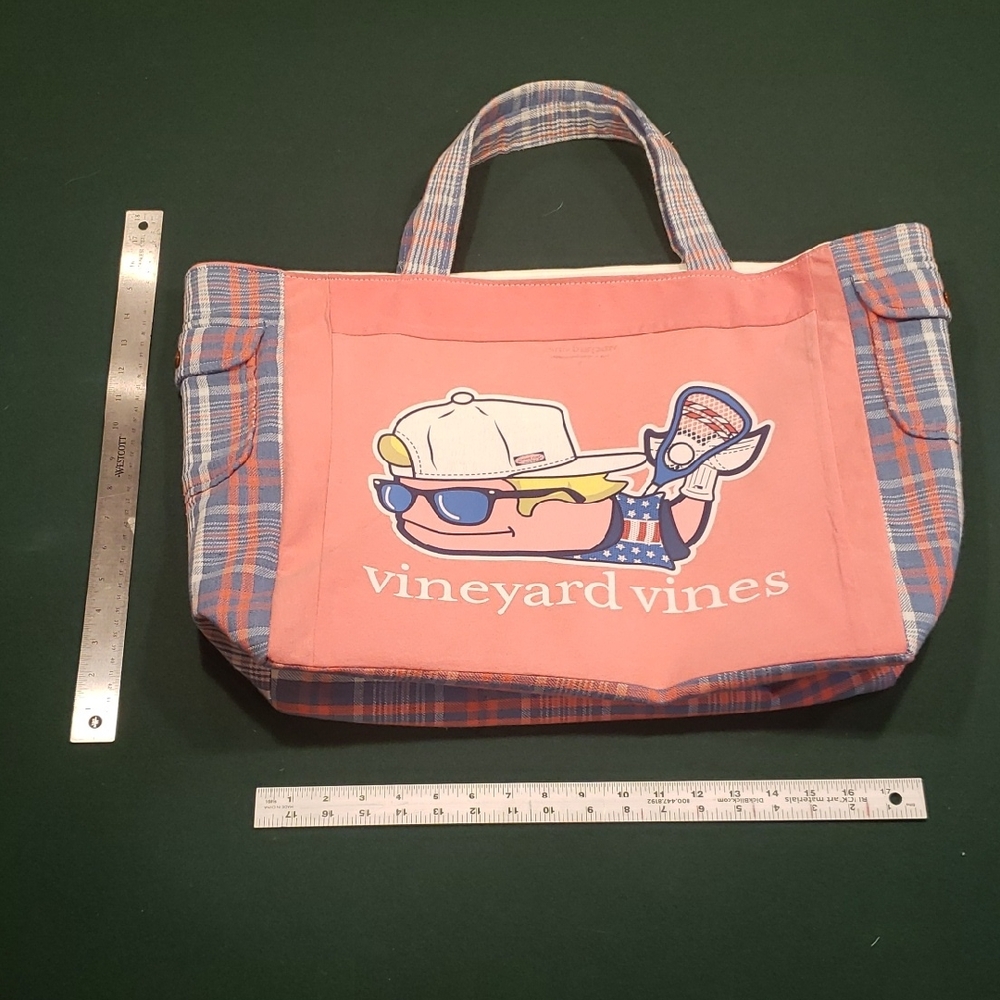Vineyard Vines Pink and J Crew Plaid Tote